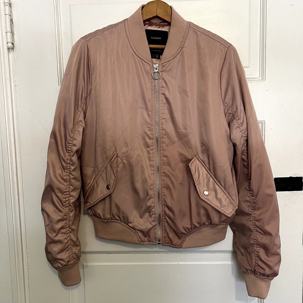 Pull & Bear dusty pink bomber jacket S